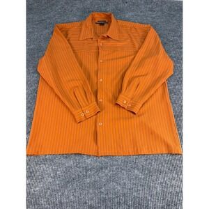 VTG Y2K Syllables System Mens 2 Piece Set Orange Striped Button  Shirt&Pants XXL